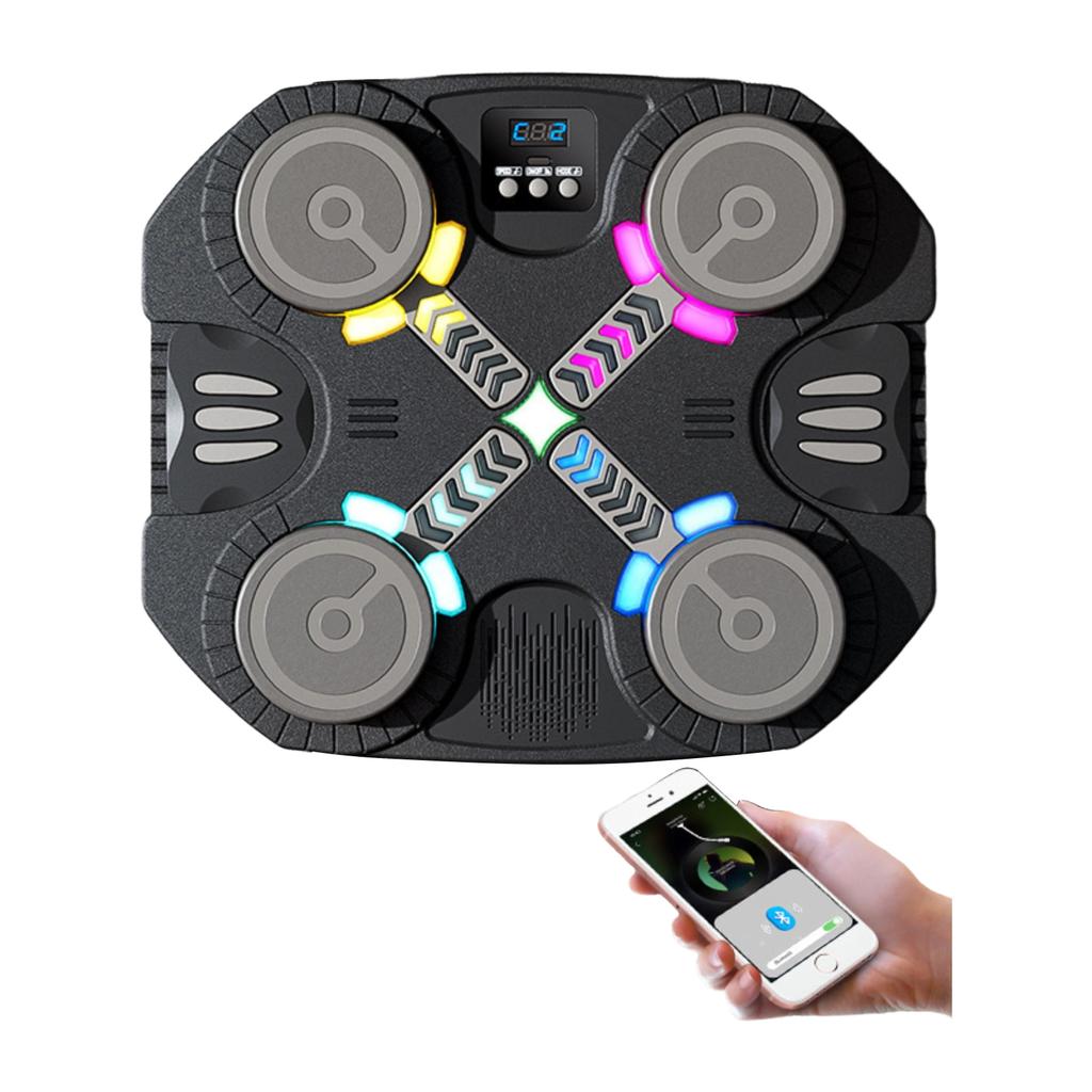 Intelligente Musik-Schlagmaschine, verbesserte Version, Bluetooth, Multi-Modus, Punktewertung, vier Zielpolster, USB-wiederaufladbar, interaktives Fitnessgerät