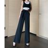 Women's High Waist Tie Waist Straight Leg Pants Loose Fit Casual Style Solid Color Polyester Dress Pants Spring Summer Trousers