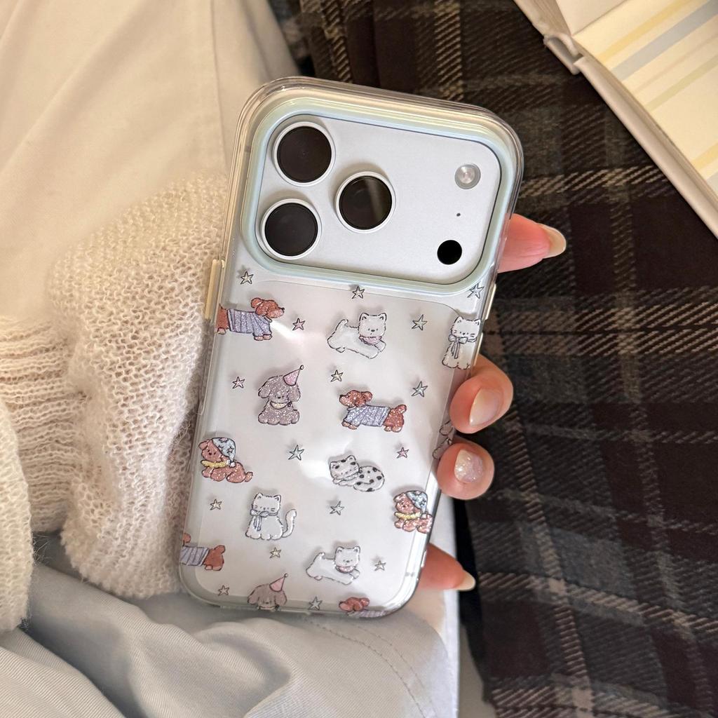 Cartoon Glitter Puppy Phone Case for iPhone 16, iPhone 17, and iPhone 17 Pro Max