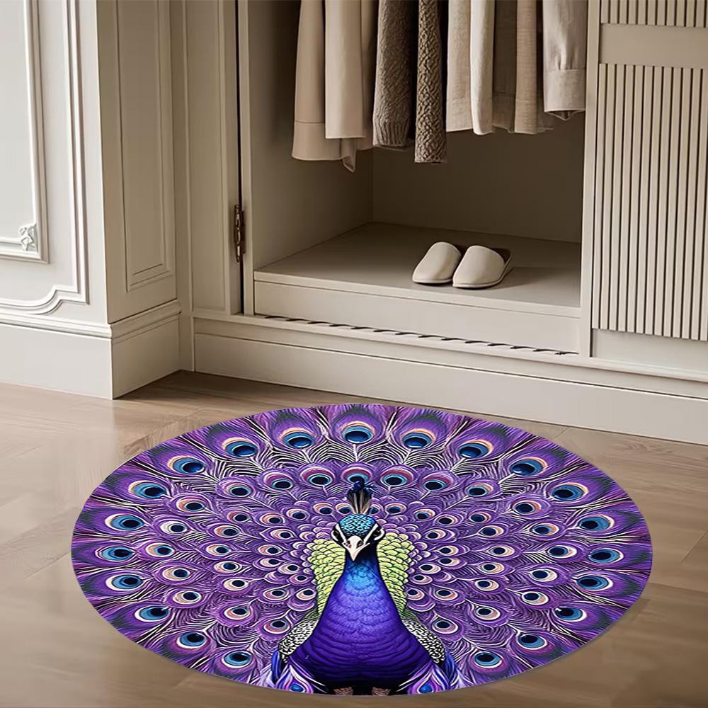 1pc Home Carpet Peacock Design Non-slip Rug for Office Decor and Living Room Gift Ideas