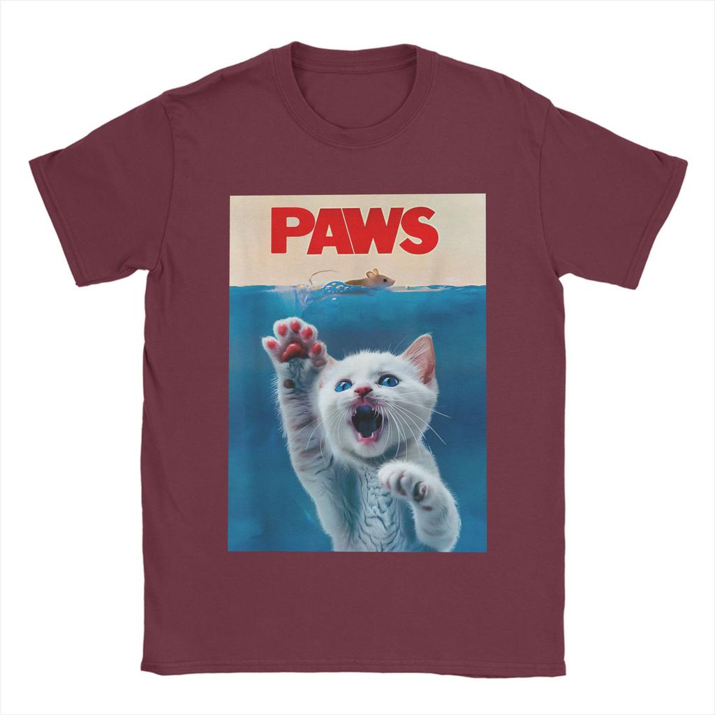Men Women TShirt PAWS Funny Cat parody cat Lover Gift Kitten Shark Mouse meow T Shirts Summer Tee Shirt Y2K Cotton Clothes