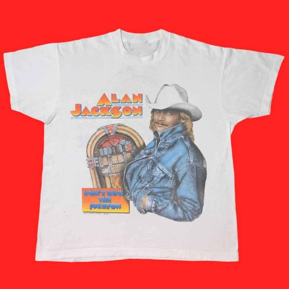 VTG Dont Rock The ukebox Alan Jackson Shirt Classic White Shirt NO IMPORT FEES L