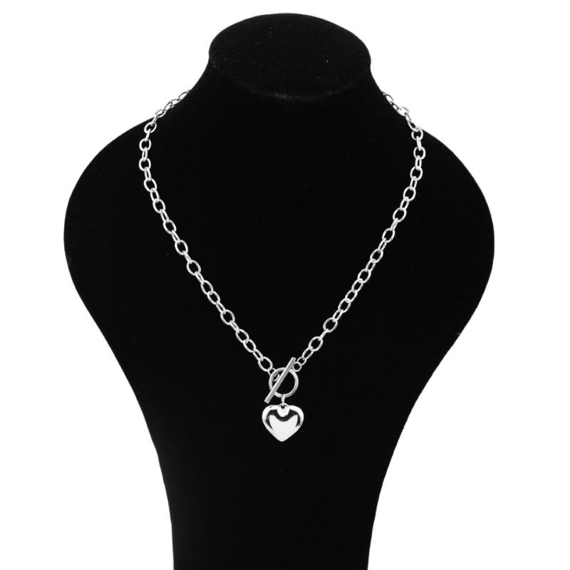 Women Stainless Steel Love Heart Ot Buckle Original Clavicle Chain Necklace