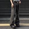 Women Spring High Waist Flared Jeans Washed Black Denim Bell Bottom