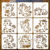 9Pcs 9 Styles Plastic Hollow Out Drawing Painting Stencils for DIY Scrapbook Photo Album Horse 150x150mm 1pc/style