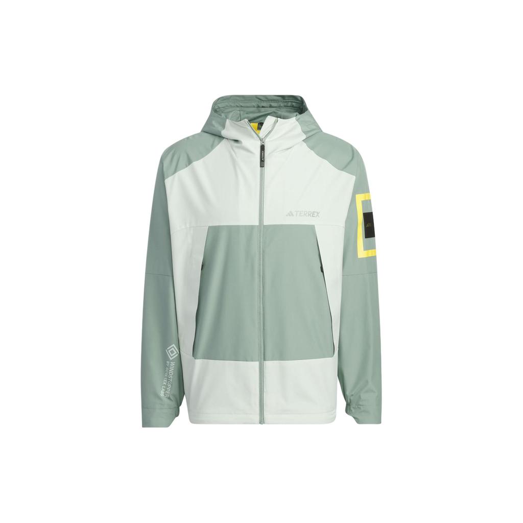 Adidas National Geographic SS24 Colorblock Windproof Sports Jacket Men Outerwear Silver Gray Green IS9507