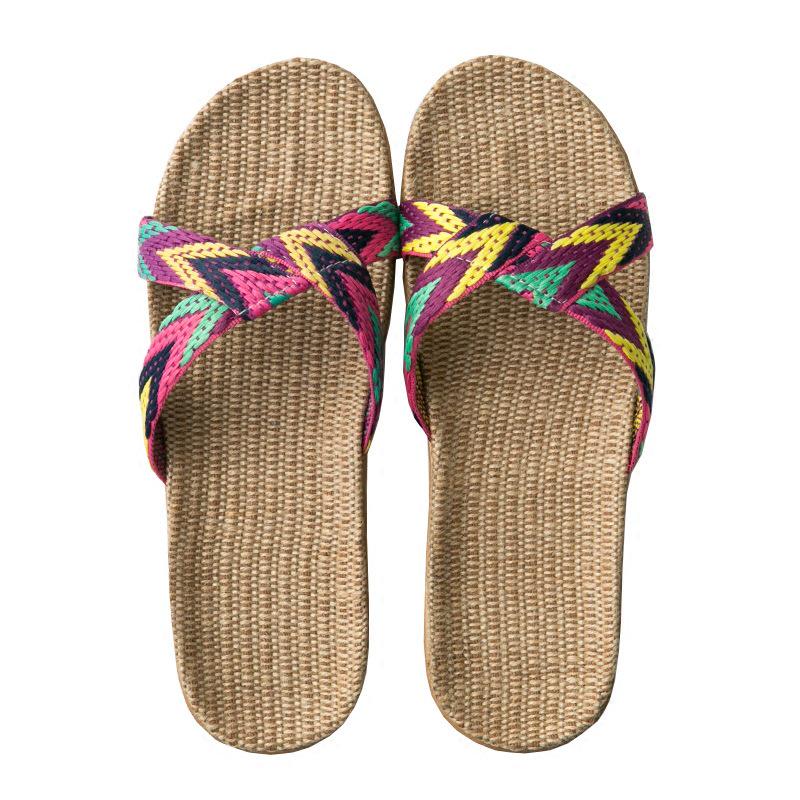 Kuo Bu Ge Summer Unisex Cute Linen Slippers - Non-Slip Indoor & Outdoor Beach Shoes