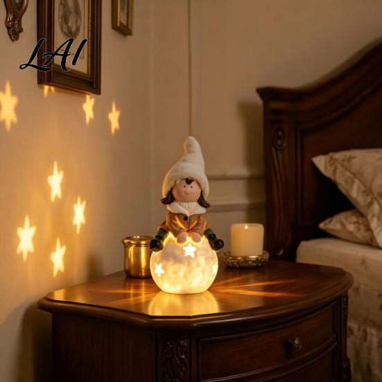 Unique Holiday Gift Ideas Christmas Luminous Ornament Durable Resin with Warm LED Light Design Whimsical Home Accents Add Festive Atmosphere