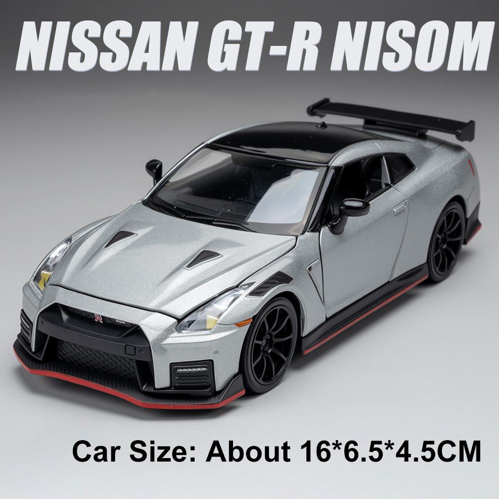 

1:32 Scale Nissan GT-R Nisom Sports Car Model Toy Openable Hood Metal Diecast Music Light Vehicle Models Toys Exquisite Gifts