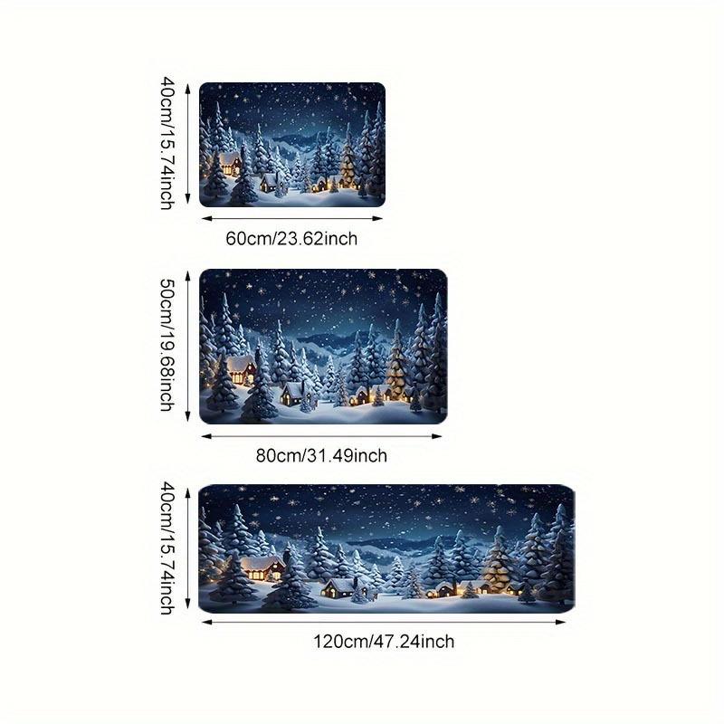 1Pcs Anti Fatigue Kitchen Rugs,Christmas Print Waterproof Non-Slip Thick Cushioned Kitchen Mat Heavy Duty Comfort Standing Mat for Kitchen