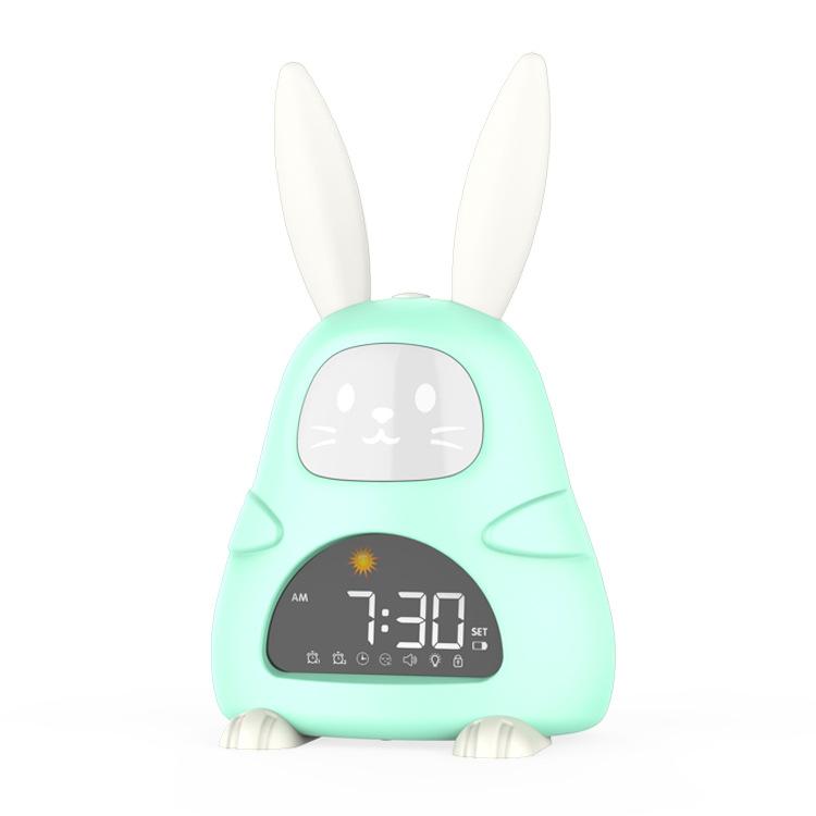 New Cartoon Rabbit Colorful Night Light Children LCD Digital Electronic Silicone Charging Creative Table Alarm Clock