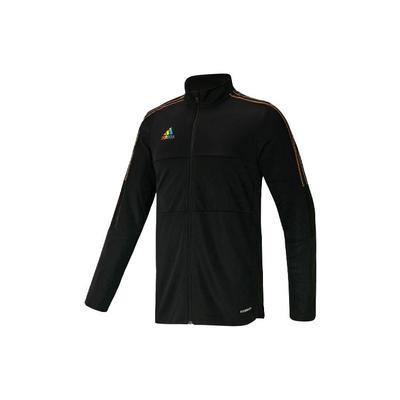 Soccer Training Track Jacket With Stand Collar And Stripes Men Outerwear Black GS4709