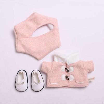 Stuffed Doll Coat Headwear and Shoes DIY Photo Props Costumes for 38cm Dolls Pink