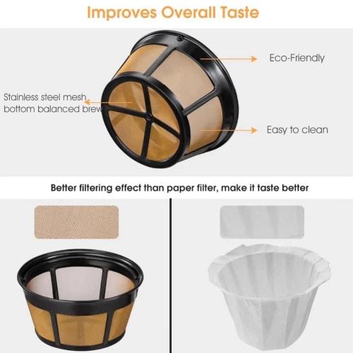 Reusable Coffee Filter, Stainless Steel Mesh Bottom Basket Coffee Filter for 8-12 Cups, Replacement Coffee Filter