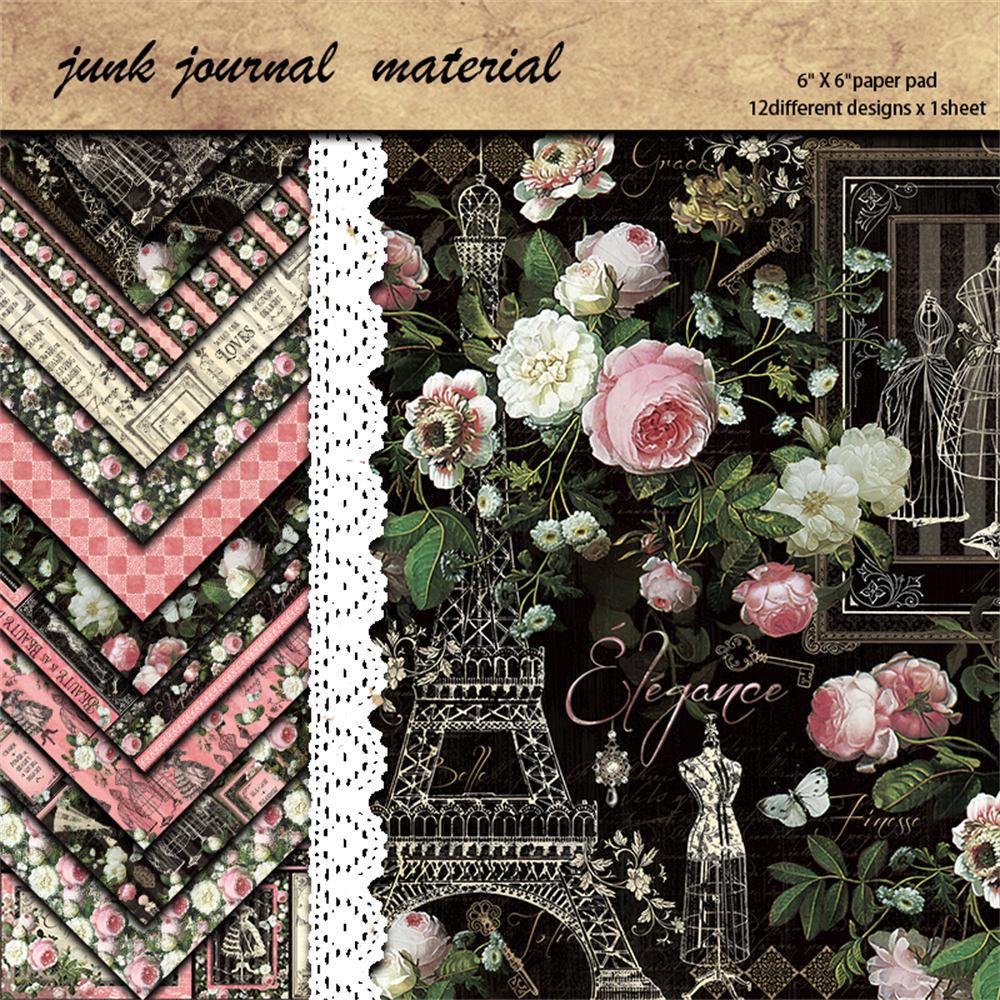 12 листов Ретро Элегантные Европейские и Американские Коллаж Журналинг Материал Бумажные Наклейки