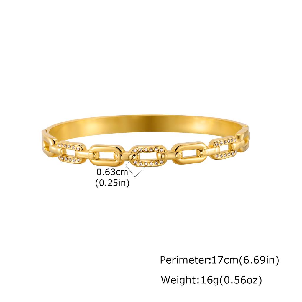 Zircon Stainless Steel Bangle Bracelet for Women, Elegant Stack Hand Wrist Sparkling Crystal Inlay, Non Tarnish Jewelry