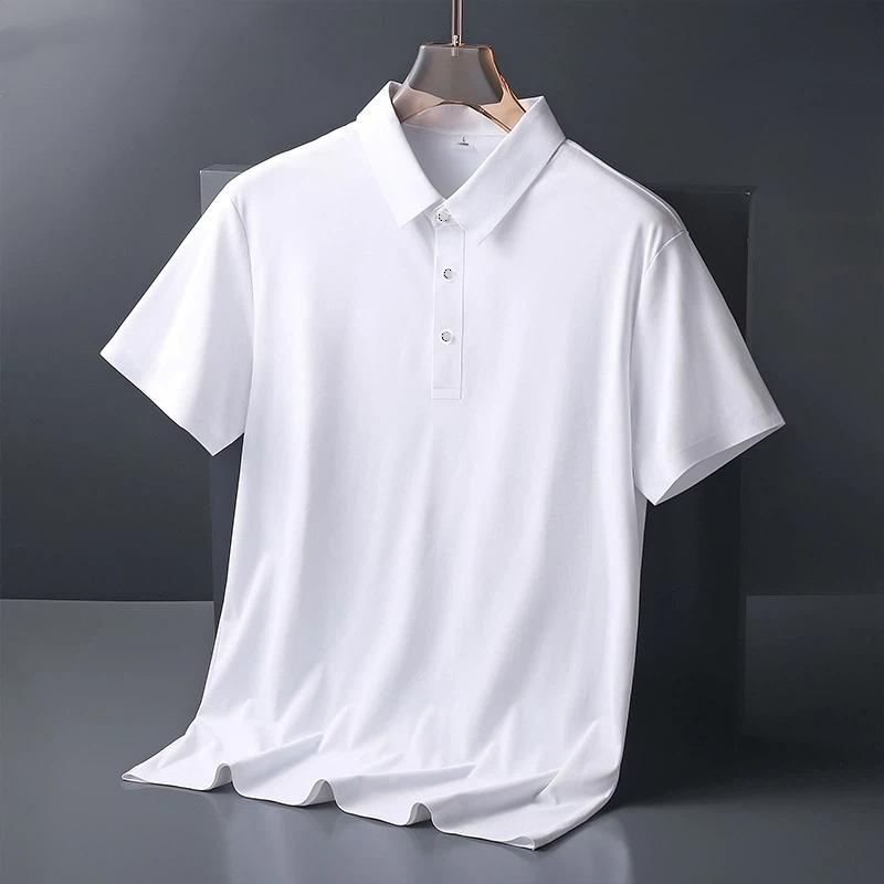 Men's Striped Polo Shirt Short Sleeve Casual Breathable Business Top