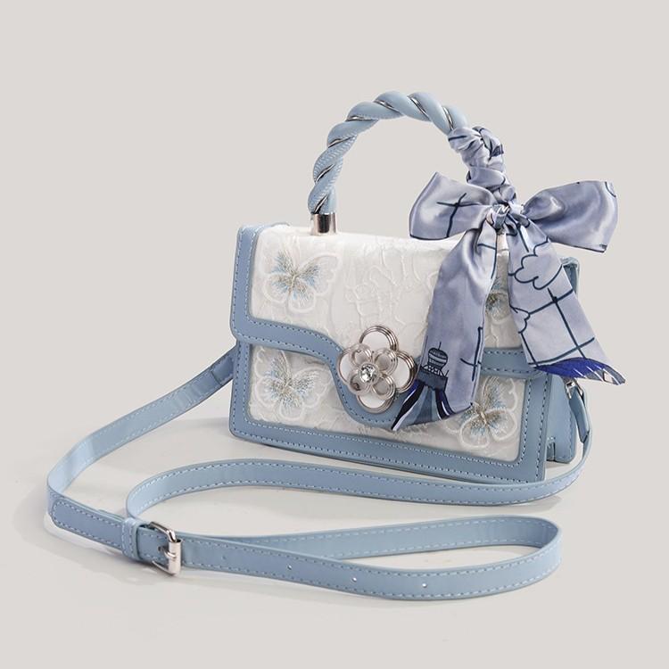 Fashionable and Versatile Small Square Bag with Unique Design, Featuring An Elegant Bow Strap Crossbody Bag.