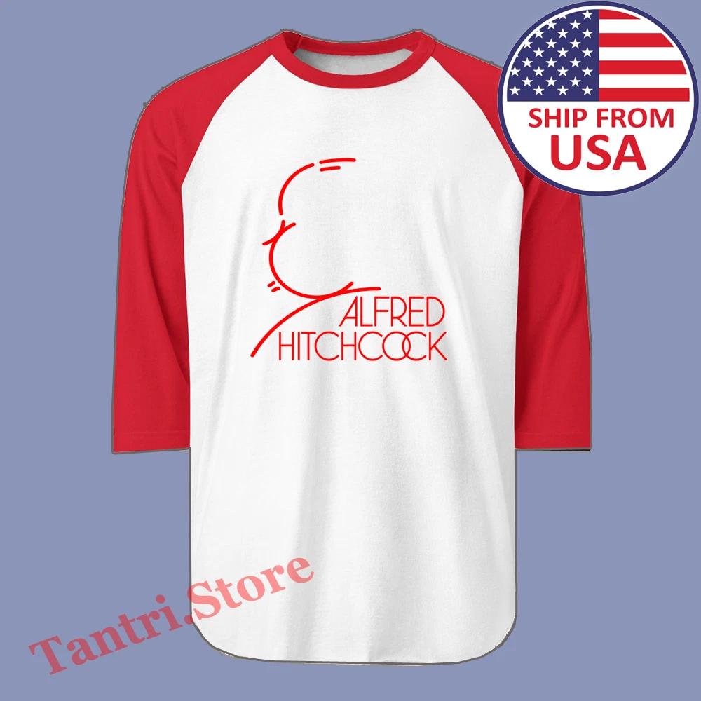 Alfred Hitchcock Crime Master Men s Raglan White Red Size S to 2XL 4XL