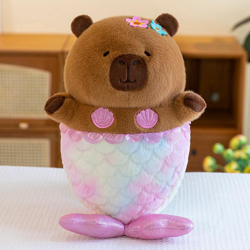 

Capybara Mermaid Plush Toy Cartoon Stuffed Animal Doll Kids Decoration Gift 35cm