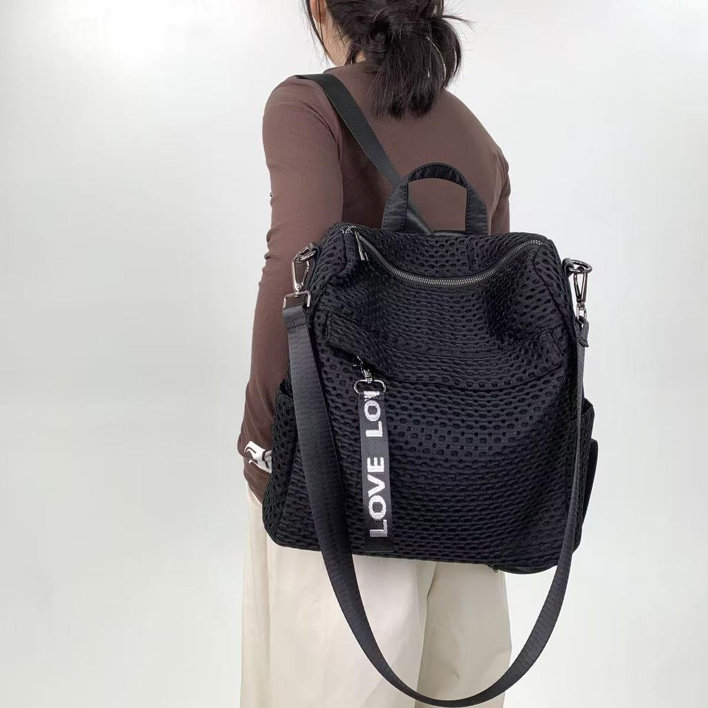 Ladies Mesh Personality Versatile Backpack Large Capacity Retro Multifunctional Shoulder Bag