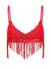 Shiny Sequin Tassel Bra for Womens S-3XL - Swing Fringe Bralette No-pad Wireless Top for Belly Dance Disco Dancewear