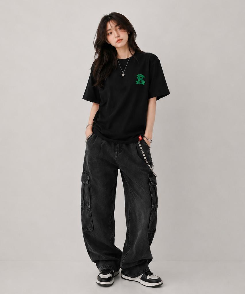 Seuteijial Sr Vintage Printed Short Sleeve T-Shirt [Black]