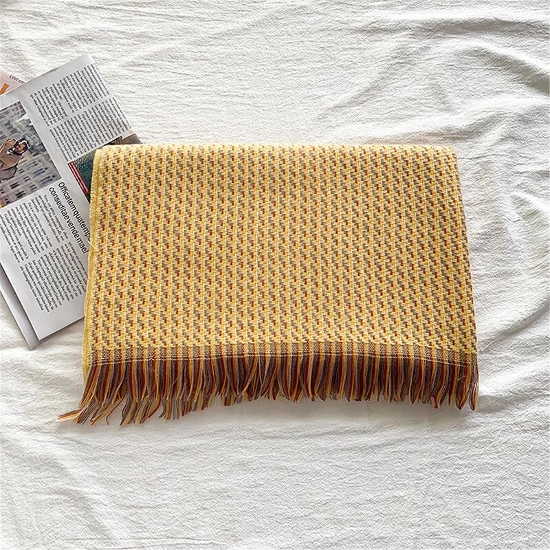 Fumade Winter Checkered Tassel Scarf
