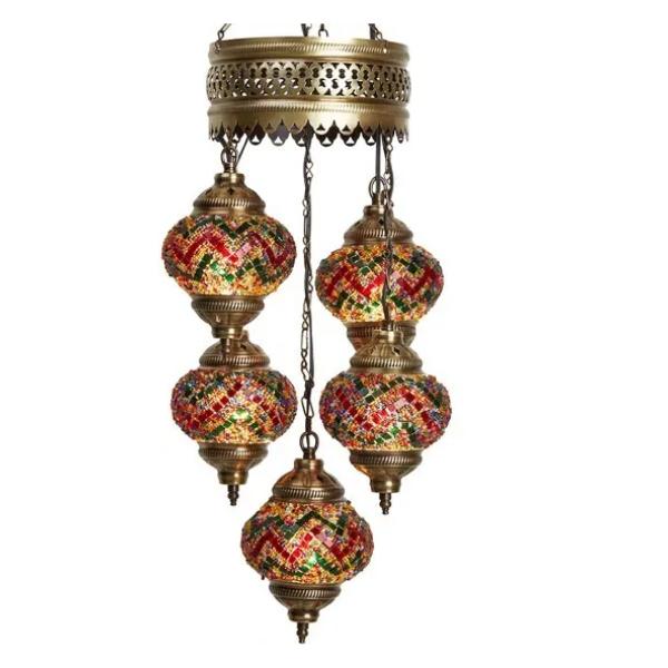 5pc Turco Marocchino Colore Mosaico In Vetro Lampada Antica Lampada A Mosaico Bohemian Tiffany Soffitto Appeso Lampadario a Sospensione Lampadario