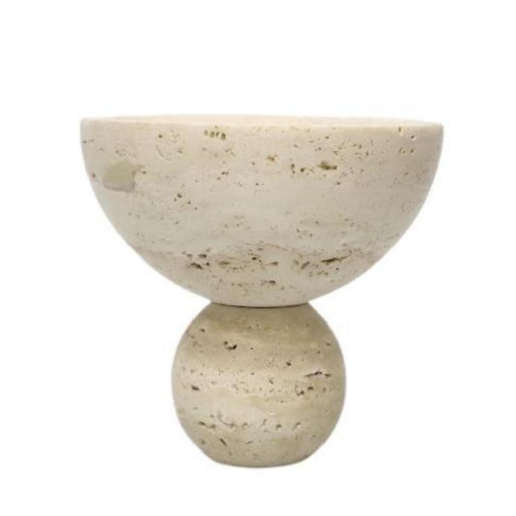 Decorative Pedestal Bowl Stone Catchall Compact Elegant Stable Sculptural