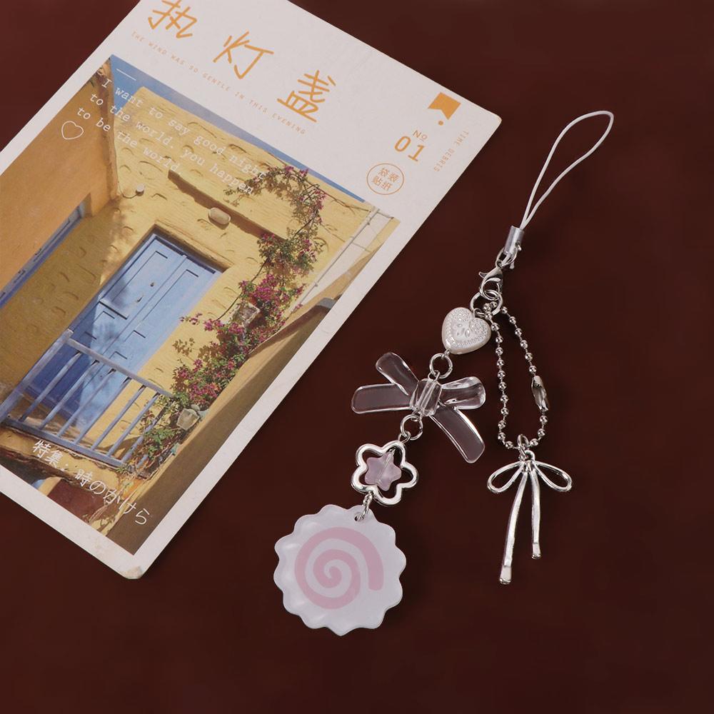 Pink Color Y2K Phone Straps Acrylic Harajuku Bag Pendant Japanese Fashion Fish Cake Keyring  Women