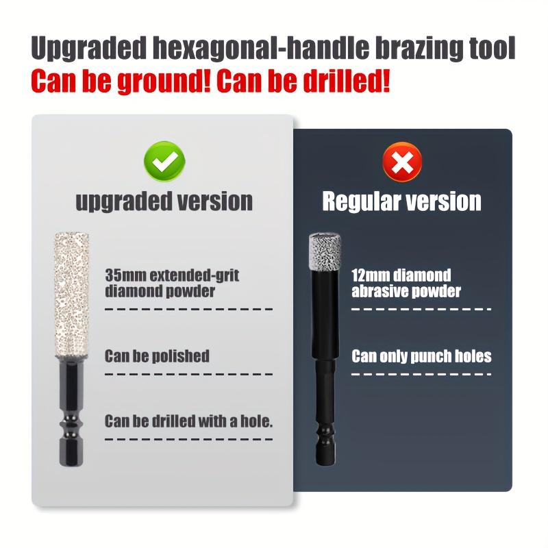 Drilling and Grinding Hexagonal Shank Diamond Drill Bit Hole Saw for Dry Ceramic Tile, Marble, Granite, and Porcelain 6-12mm