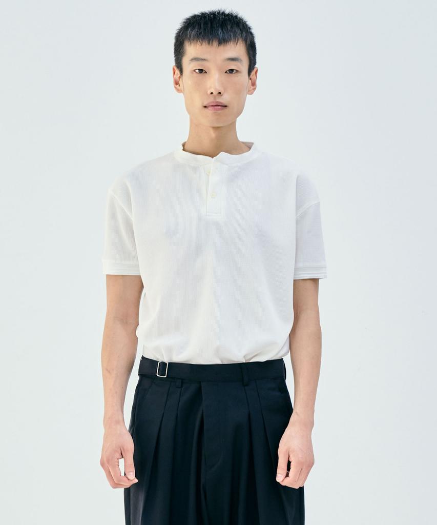 ZPLISH Slim Fit Henley Neck Short Sleeve T-Shirt White