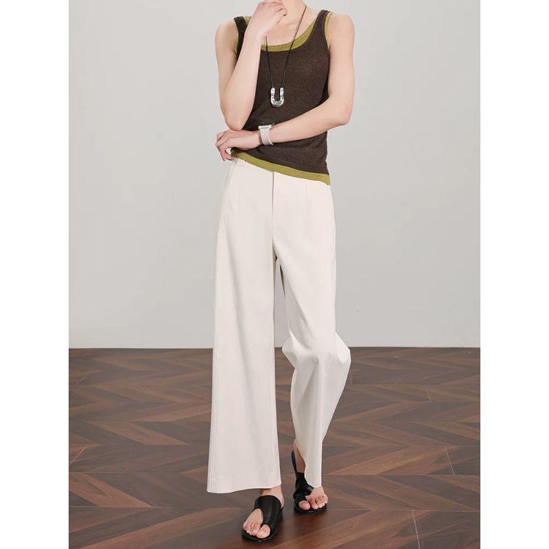 

Women s High-Waisted White Wide-Leg Pants - Summer 2026 Thin, Loose, Slimming Drape, Straight Leg, Casual Style S [85-95 lbs]