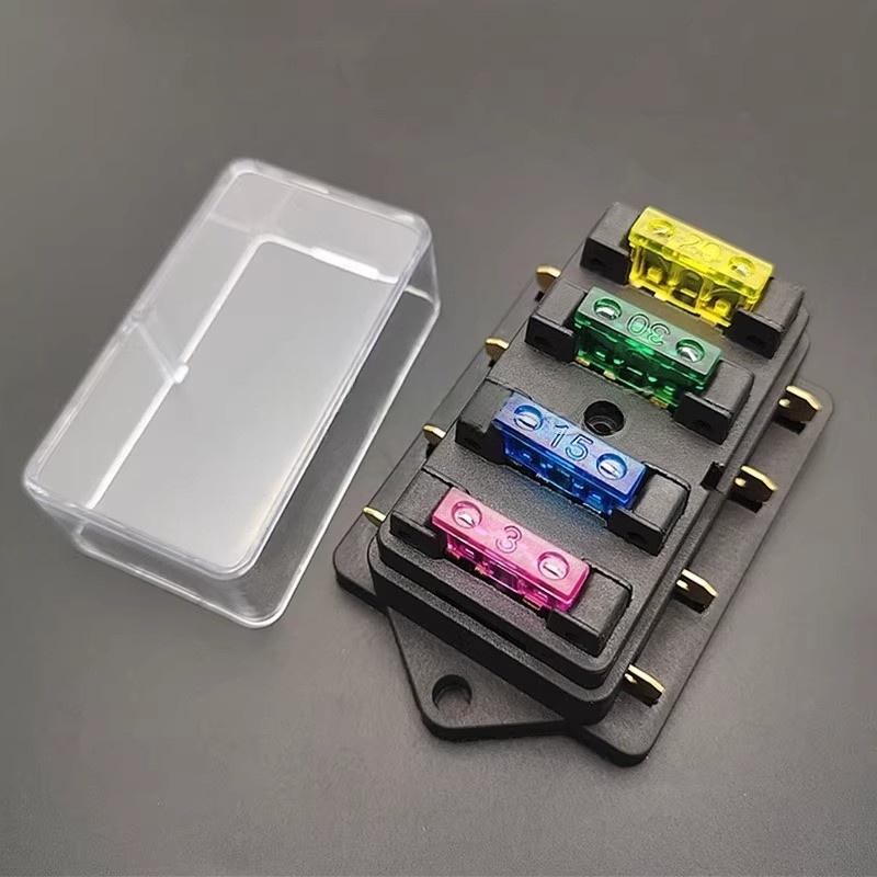 4/6/8/10 Way Car Fuse Box Car Fuse Holder Car Truck Auto Blade Fuse Box with 4/6/8/12 Fuses for 12V 24V ATO Standard Circuit Fuses4