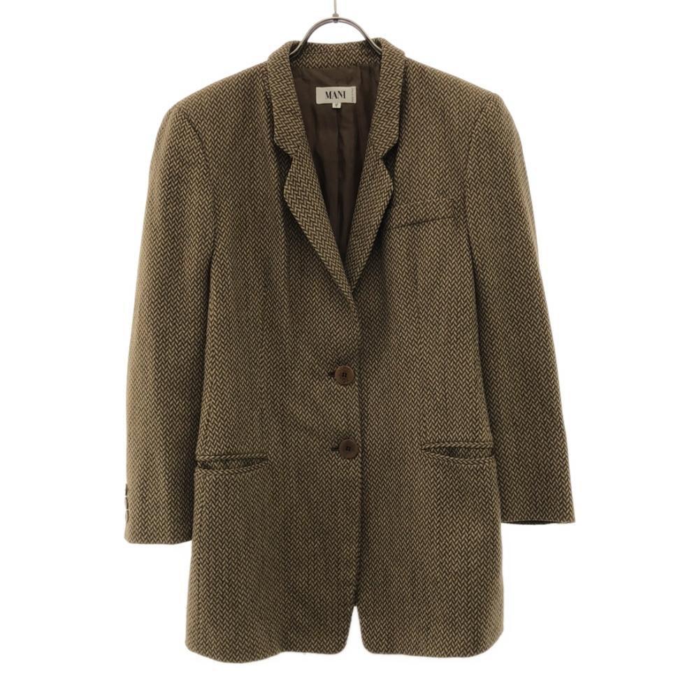 MANI made in Italy Herringbone Pattern pants suit Setup 40 Shoulder putt Women Used