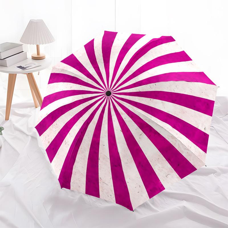 1pc Sunburst Pattern Automatic Folding Umbrella - 8-Rib Compact Travel Umbrella Durable & Portable for Outdoor Use, Perfect Gift for Birthdays018