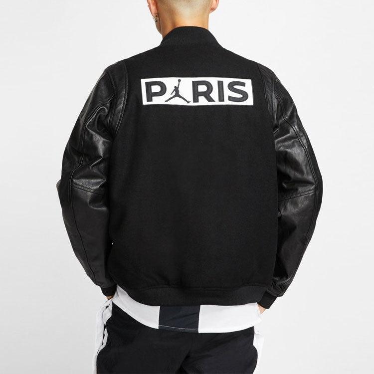 Jordan Paris Saint-Germain Solid Long Sleeve Sports Jacket Men Outerwear Black BQ8364-010
