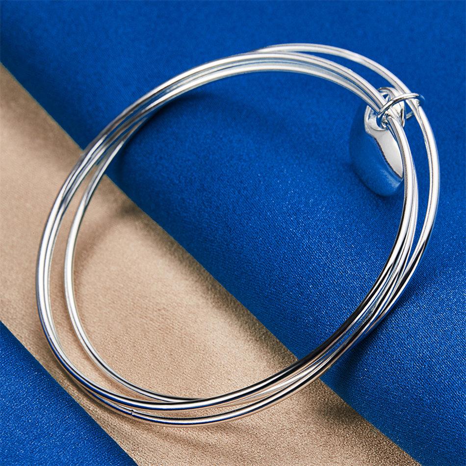Charm 925 sterling silver shiny heart-shaped bracelet for women's fashion parties, wedding jewelry accessories