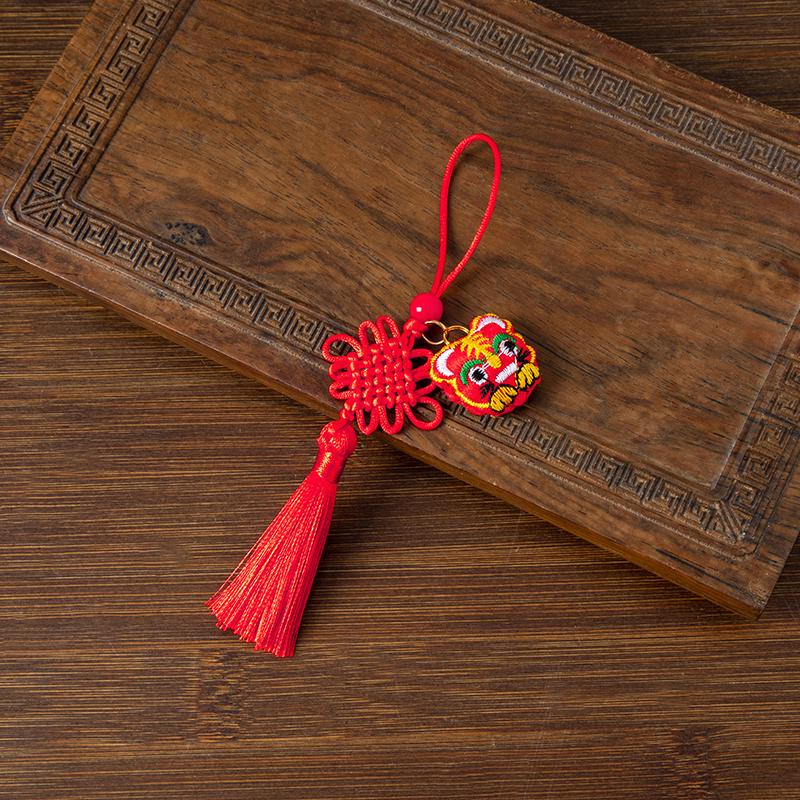 Dragon Boat Festival Sachet Pendant - Zongzi Tiger Ornament with Chinese Knot Keyring Mobile Charm