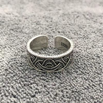 Adjustable Open Ring Men Women Vintage Woven Geometric Design Plated Copper Unisex Statement