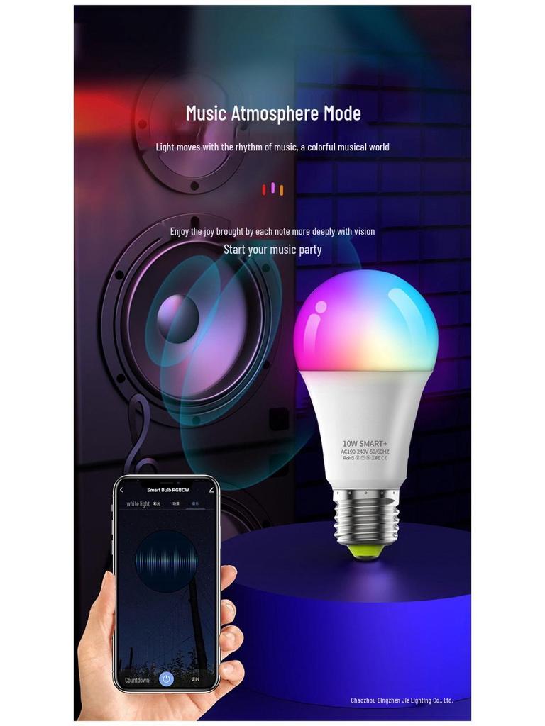 Xiaomi Smart LED Bulb: Colorful E27 with WiFi, Bluetooth, and AI Voice Control for Ambient Lighting