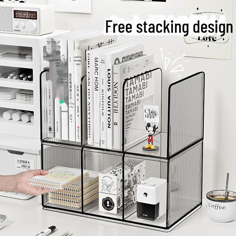 Acrylic Desktop File Pen Holder & Bookshelf Stand