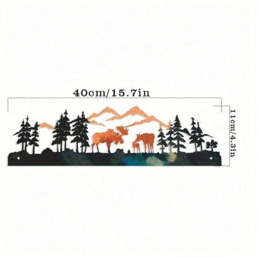 

Vintage Moose Wall Decor, Rustic Christmas Metal Art, Nordic Winter Scene, Farmhouse Cabin Hanging, Holiday Gift, Living Room Metal Animal Sign TY3884-02 різнокольоровий