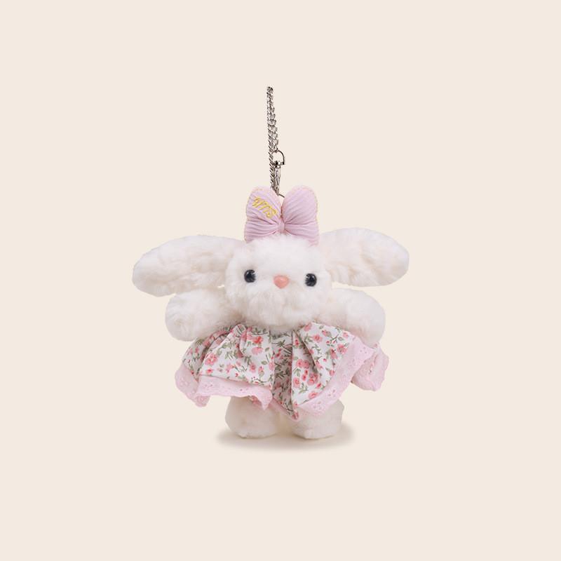 Fallen Rabbit Eared Plush Pendant Lolita Jk Doll Floral Plaid Skirt Design Bow