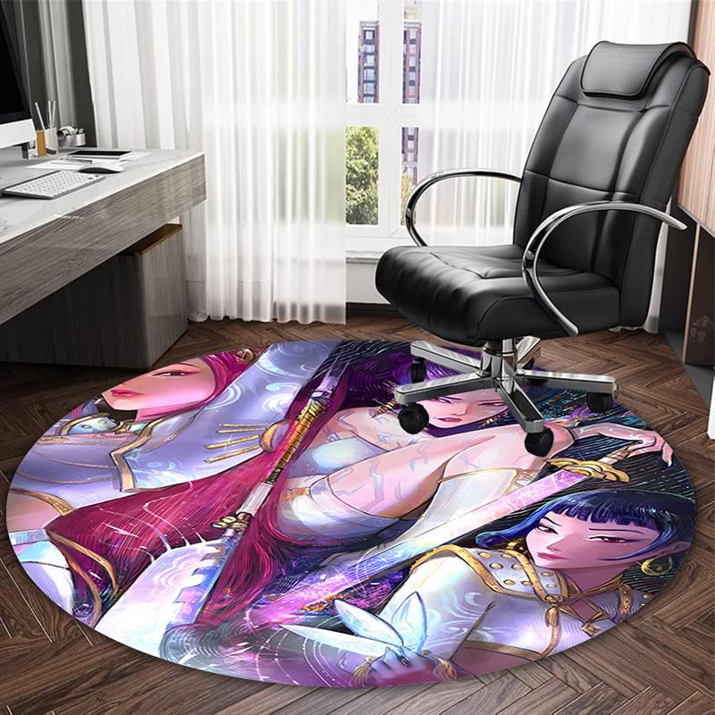 1pc KPop Demon Hunters28 Print Round Carpet Chair Round Carpet Suitable for Bedroom Living Room Home Decorative Carpet