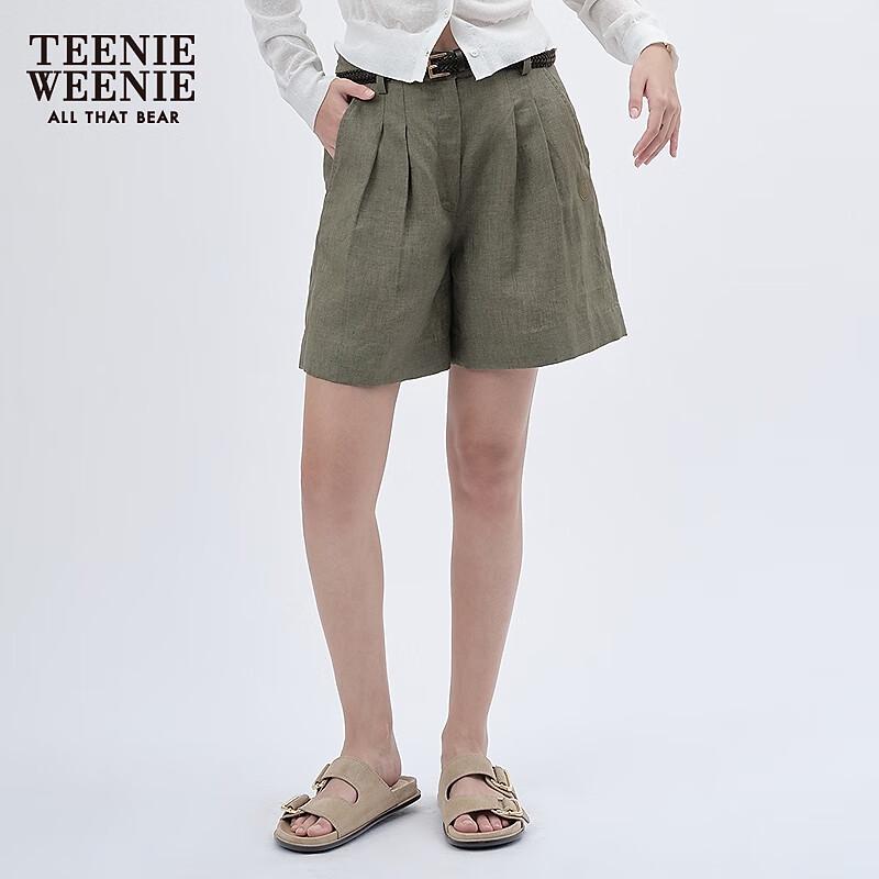 Teenie Weenie Women's Linen Blend Casual Wide-Leg Shorts