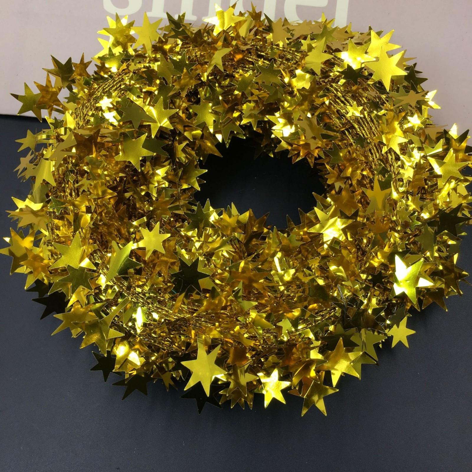 

7,5 м золотые звезды, проволочная гирлянда, мишура-звезда, украшение из ротанга, рождественская елка для дома, свадьбы, дня рождения, рождественской части One Size золотой