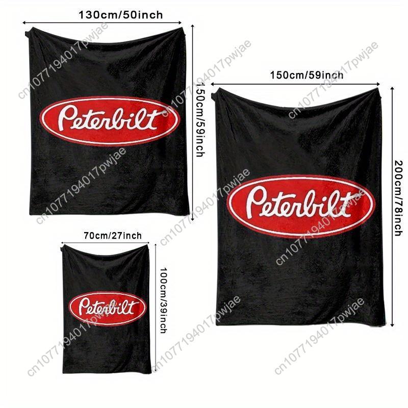 Heavy-Duty for PETERBILT Logo Throw Blanket Trucking Industry Design All-Season Soft Polyester Flannel-like Blanket for Campi