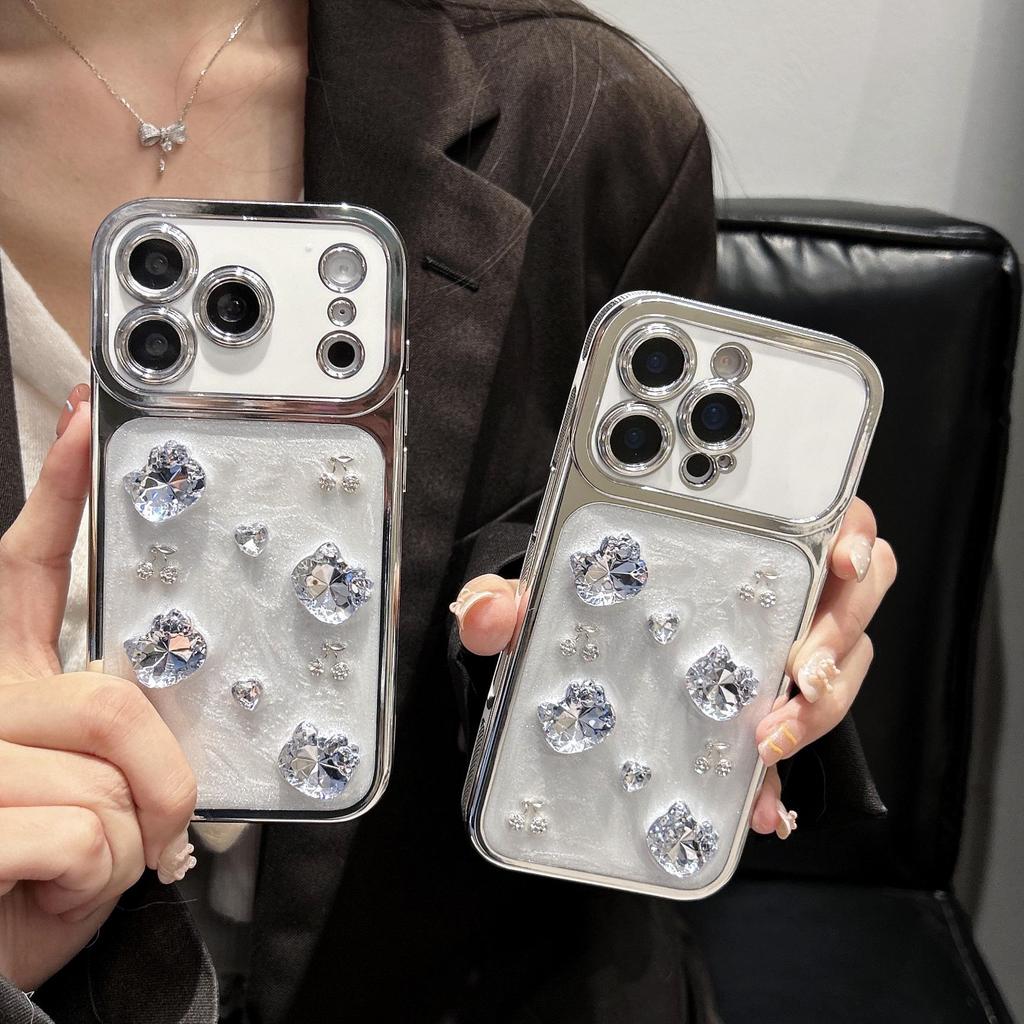 Electroplated Rhinestone Luxury Protective Case for iPhone 17 Pro Max/Simple Cover for iPhone 16 Pro Max